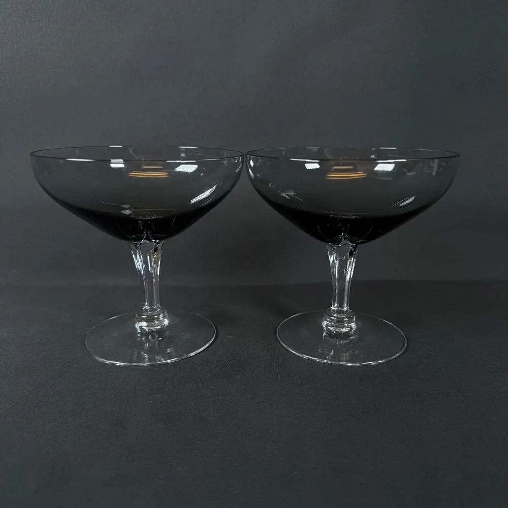 Lot of 4 Fostoria MCM Debutante Smoke Gray Champagne/Sherbet 4